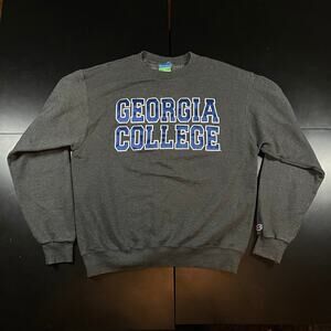 Champion Eco Fleece Georgia Collage Gray Pullover Crewneck Men’s Sz M Preowned